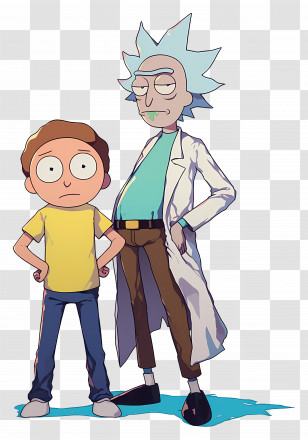 Rick And Morty - Animated Scientist And Boy Duo In Cartoon Style Transparent PNG
