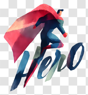 Hero Symbol - Hero Silhouette With Red Cape Transparent PNG