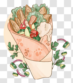 Chicken Salad Wrap - Healthy Shawarma Wrap With Fresh Ingredients Transparent PNG