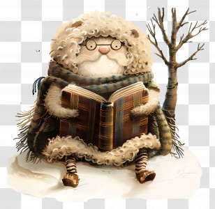 Reading Book - Reading Bear In Winter Illustration Transparent PNG