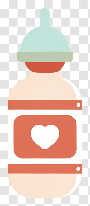 Plastic Bottle - Cute Baby Bottle With Heart Transparent PNG