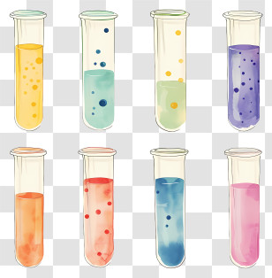 Test Tubes - Illustration Of Colorful Test Tubes Transparent PNG