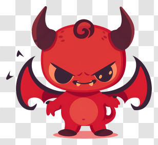Devil - Cute Red Cartoon Devil With Wings Transparent PNG