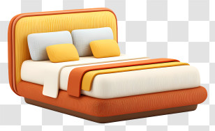 Double Bed - Colorful Bed With Pillows And Blanket Transparent PNG