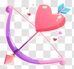 Cupid Arrow - Romantic Heart-Shaped Bow And Arrow Transparent PNG
