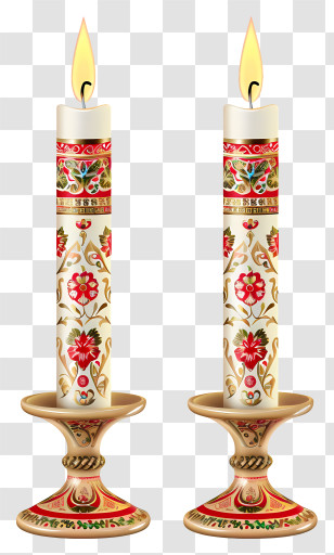 Orthodox New Year Candles - Decorative Candles With Floral Patterns Transparent PNG