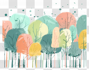 Forest Canopy - Abstract Colorful Forest Illustration Transparent PNG