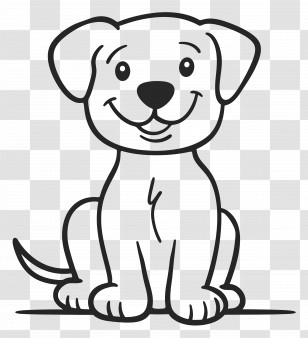 Dog Outline - Happy Cartoon Dog Transparent PNG