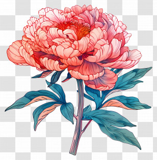 Pink Peony - Pink Peony Flower Illustration Transparent PNG