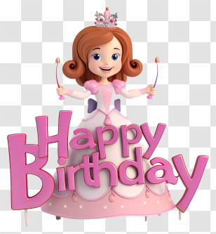 Cute Happy Birthday Text - Happy Birthday Princess Illustration Transparent PNG