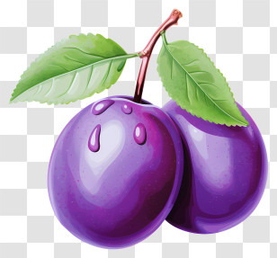 Pastel Plum - Fresh Purple Plums With Green Leaves Transparent PNG