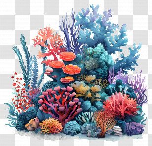 Coral Reefs - Vibrant And Colorful Coral Reef Illustration Transparent PNG