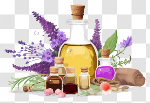 Aromatherapy - Essential Oils And Lavender Setup Transparent PNG