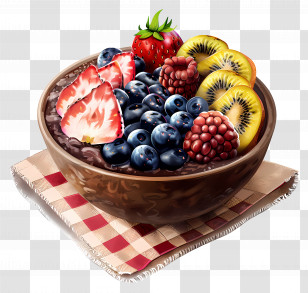 Acai Bowl - Colorful Fruit And Berry Bowl Transparent PNG