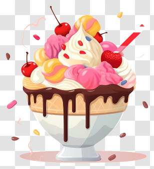Ice Cream Sundae - Ice Cream Sundae With Toppings Transparent PNG