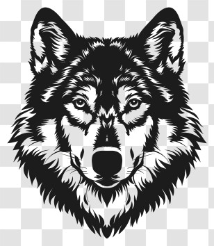Wolf Silhouette - Wolf Head Illustration In Black And White Transparent PNG