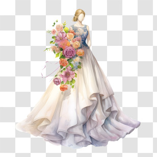 Wedding Dress
 - Elegant Wedding Dress With Floral Decorations Transparent PNG