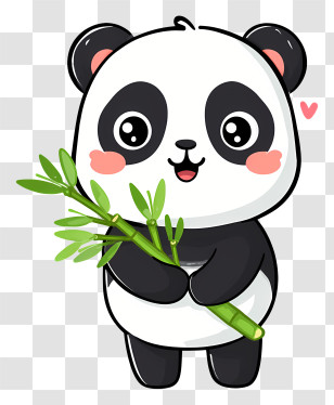 Panda Hugging Bamboo - Happy Panda Holding Bamboo Transparent PNG