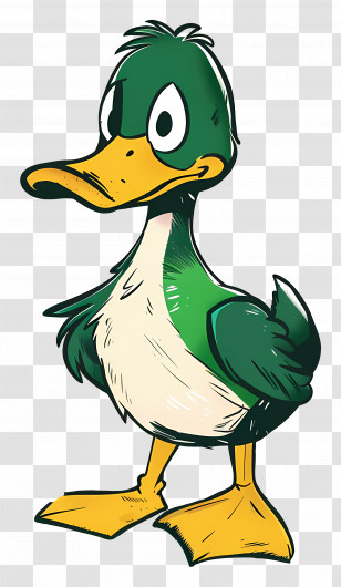 Cartoon Duck - Happy Green Cartoon Duck Illustration Transparent PNG