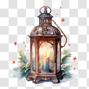 Christmas Lantern - Vintage Lantern With Candle Light Transparent PNG