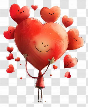 Love Design - Smiling Cartoon Heart Character Transparent PNG