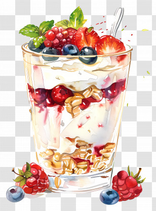 Yogurt Parfait - Layered Mixed Berry Yogurt Parfait Transparent PNG