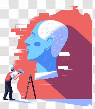 Painter Painting - Blue Sculpture Mural Art Transparent PNG