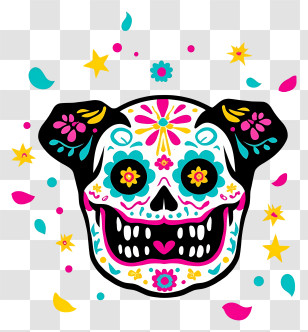 Day Of The Dead Dog - Day Of The Dead Dog Skull Transparent PNG