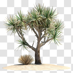 Yucca - Spiky Desert Tree With Bush Transparent PNG