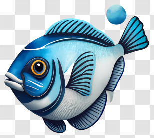 Blue Fish - Cartoon Blue Fish With Vibrant Details Transparent PNG