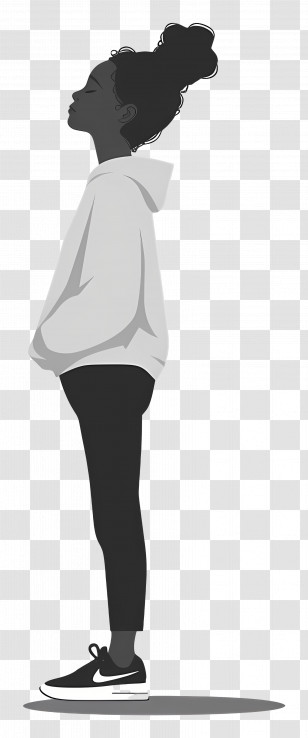 Casual Woman Standing - Casual Woman In Hoodie Silhouette Transparent PNG