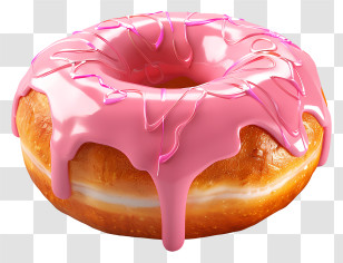 Donut - Pink Glazed Donut Illustration Transparent PNG
