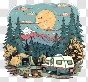 Camping Scene - Camping In The Forest Transparent PNG