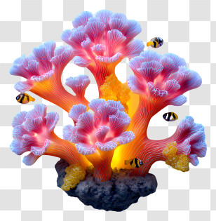 Glowing Coral Reef - Glowing Coral With Fish In Underwater Scene Transparent PNG