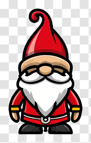 Cartoon - Santa Claus With Red Hat And Beard Transparent PNG