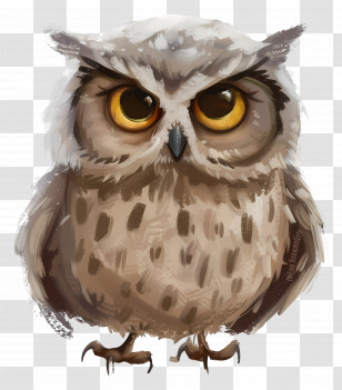 Owl - Cute Owl With Large Eyes Illustration Transparent PNG