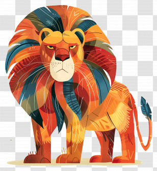 Lion - Colorful Artistic Lion Illustration Transparent PNG