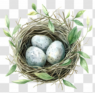 Nest - Illustration Of Bird Nest With Eggs Transparent PNG