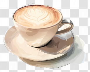 Cappuccino Coffee - Latte Coffee Cup With Art Transparent PNG