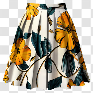 Skirt - Yellow Floral Pattern Skirt Transparent PNG