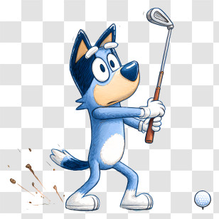 Bluey Playing Golf - Dog Playing Golf Transparent PNG