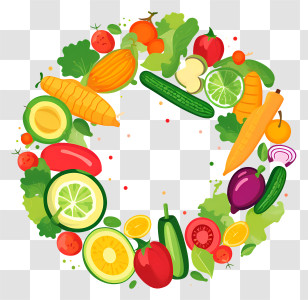 Fresh Fruits And Vegetables - Colorful Circle Of Vegetables Transparent PNG