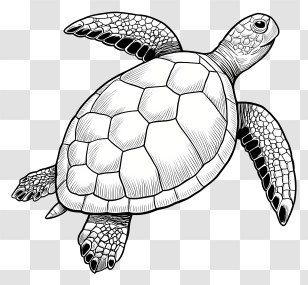 Sea Turtle Outline - Turtle Illustration Transparent PNG