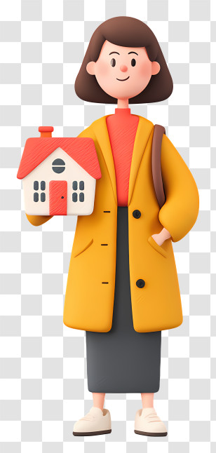 Woman Promoting House For Sale - Woman Holding A House Model Transparent PNG
