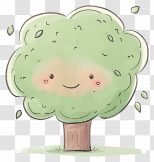 Cute Cartoon Tree - Smiling Tree Cartoon Illustration Transparent PNG