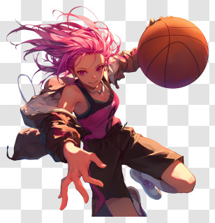 Anime Basketball Player - Anime Girl With Basketball In Action Transparent PNG