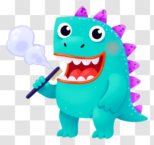 Dinosaur Brushing Teeth - Dinosaur Brushing Teeth Transparent PNG