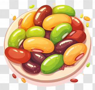 Cartoon Beans - Colorful Jelly Beans On A Plate Transparent PNG