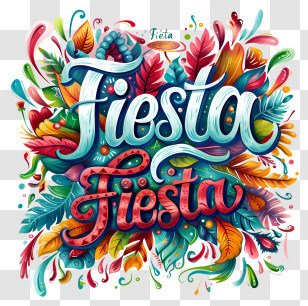 Fiesta - Colorful Fiesta Typography Transparent PNG