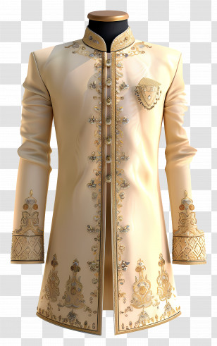 Indian Formal Wear - Elegant Traditional Gold Jacket Transparent PNG